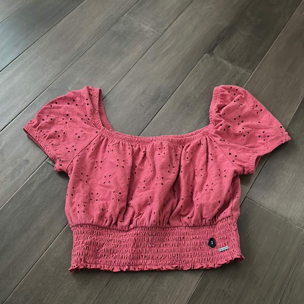 Mauve pink short sleeve crop top